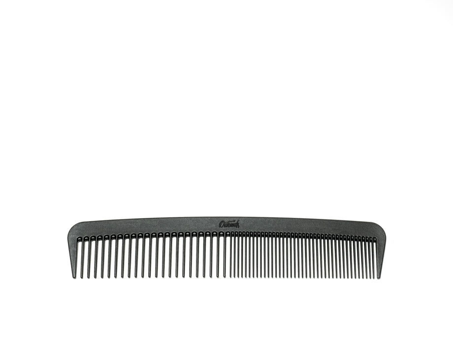 Black carbon fiber wide and fine tooth comb on white background